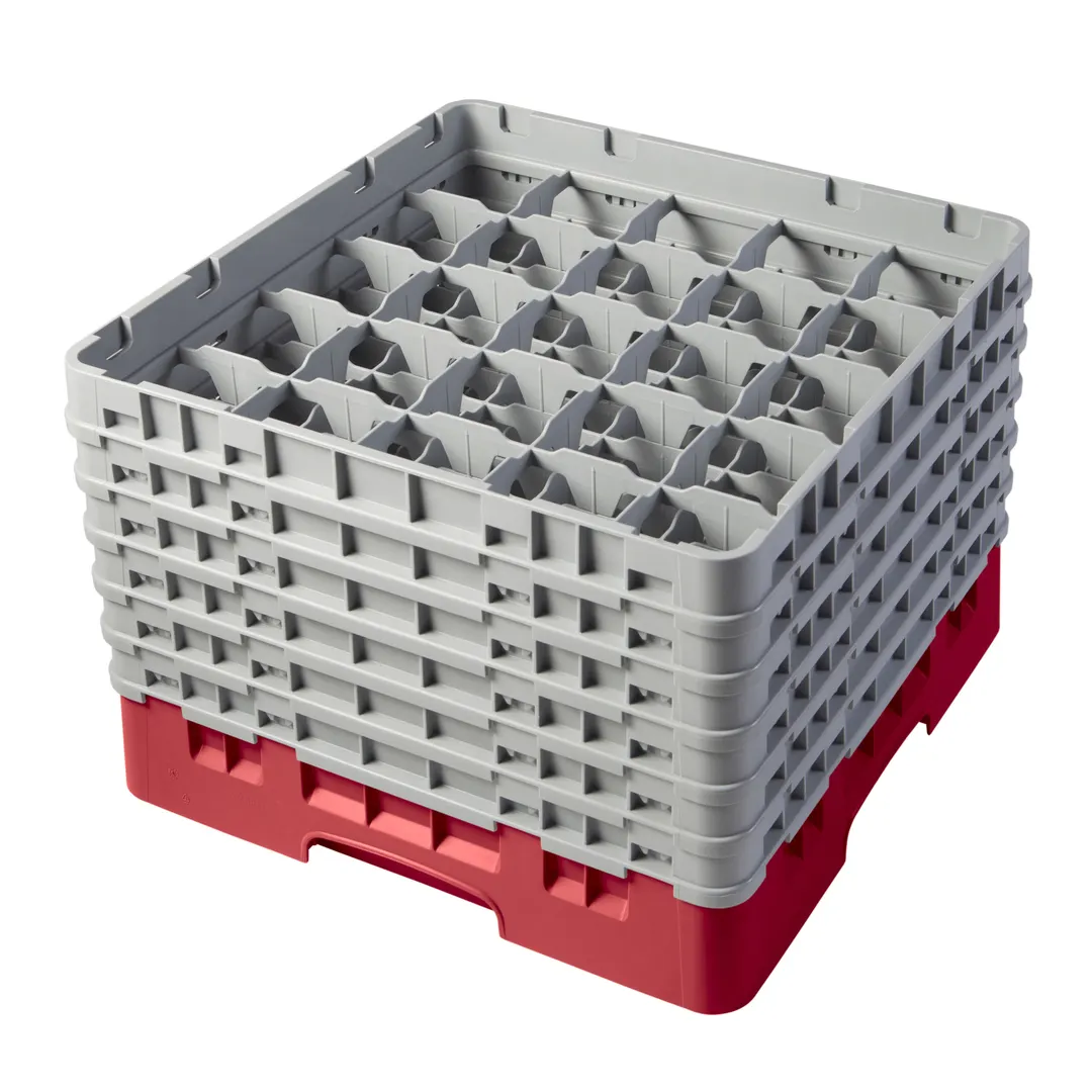Cambro 25S1114163 Camrack Glass Rack, Red, Full Size, 19-3/4" x 19-3/4", 25 Compartments, 11-3/4" Height