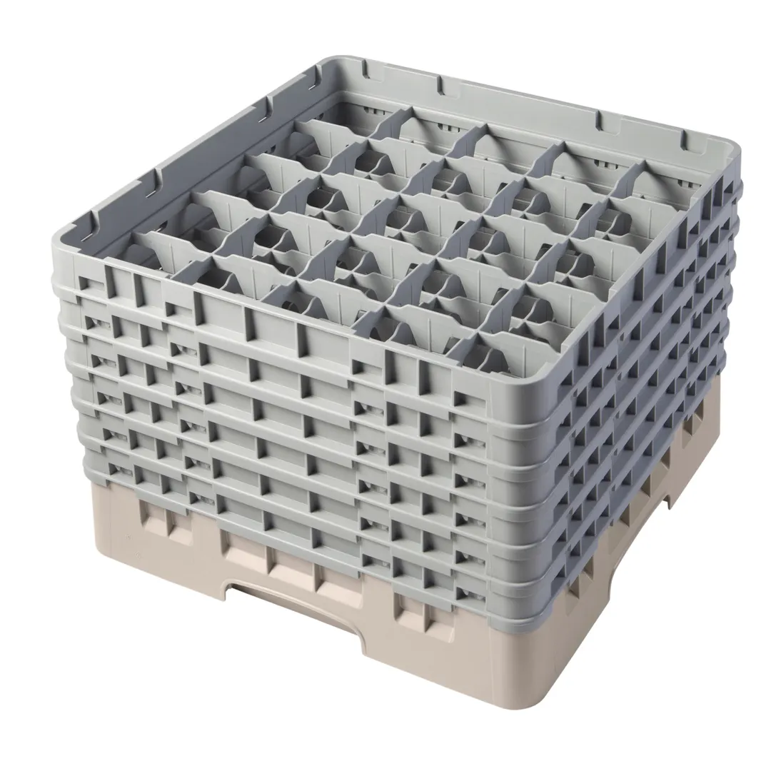 Cambro 25S1114184 Camrack Glass Rack, Full Size, Beige, 19-3/4 x 19-3/4, 25 Compartments