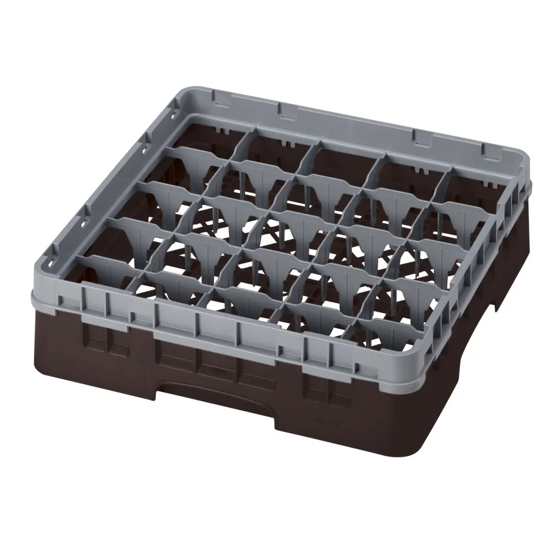 Cambro 25S318167 Camrack Glass Rack, Brown, Full Size, 19-3/4" x 19-3/4", 25 Compartments, 3-7/16" Max Dia