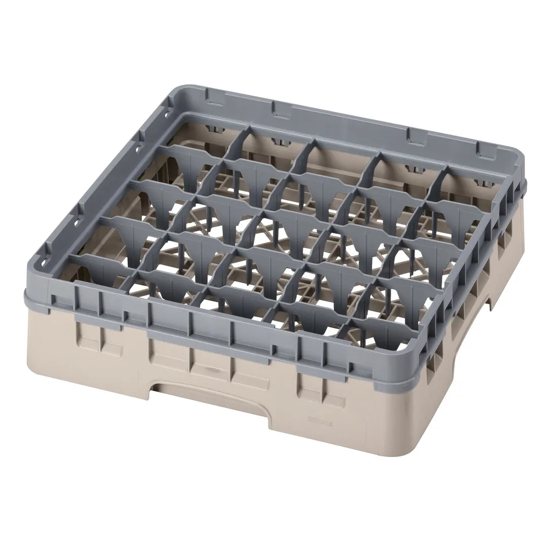 Cambro 25S318184 Camrack Glass Rack, Full Size, Beige, 19-3/4 x 19-3/4, 25 Compartments