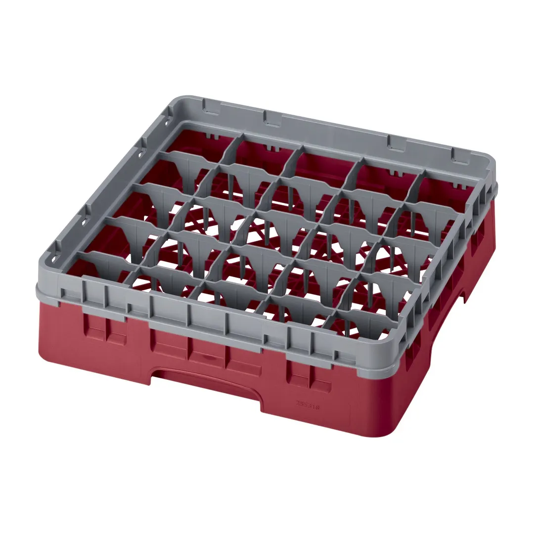 Cambro 25S318416 Camrack Glass Rack, Cranberry, Full Size, 19-3/4 x 19-3/4, 25 Compartments