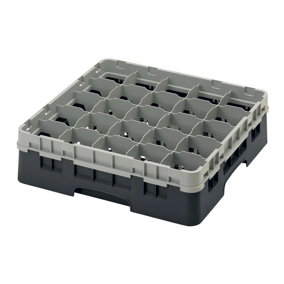 Cambro 25S418110 Camrack Glass Rack, Black, Full Size, 19-3/4 x 19-3/4, 25 Compartments