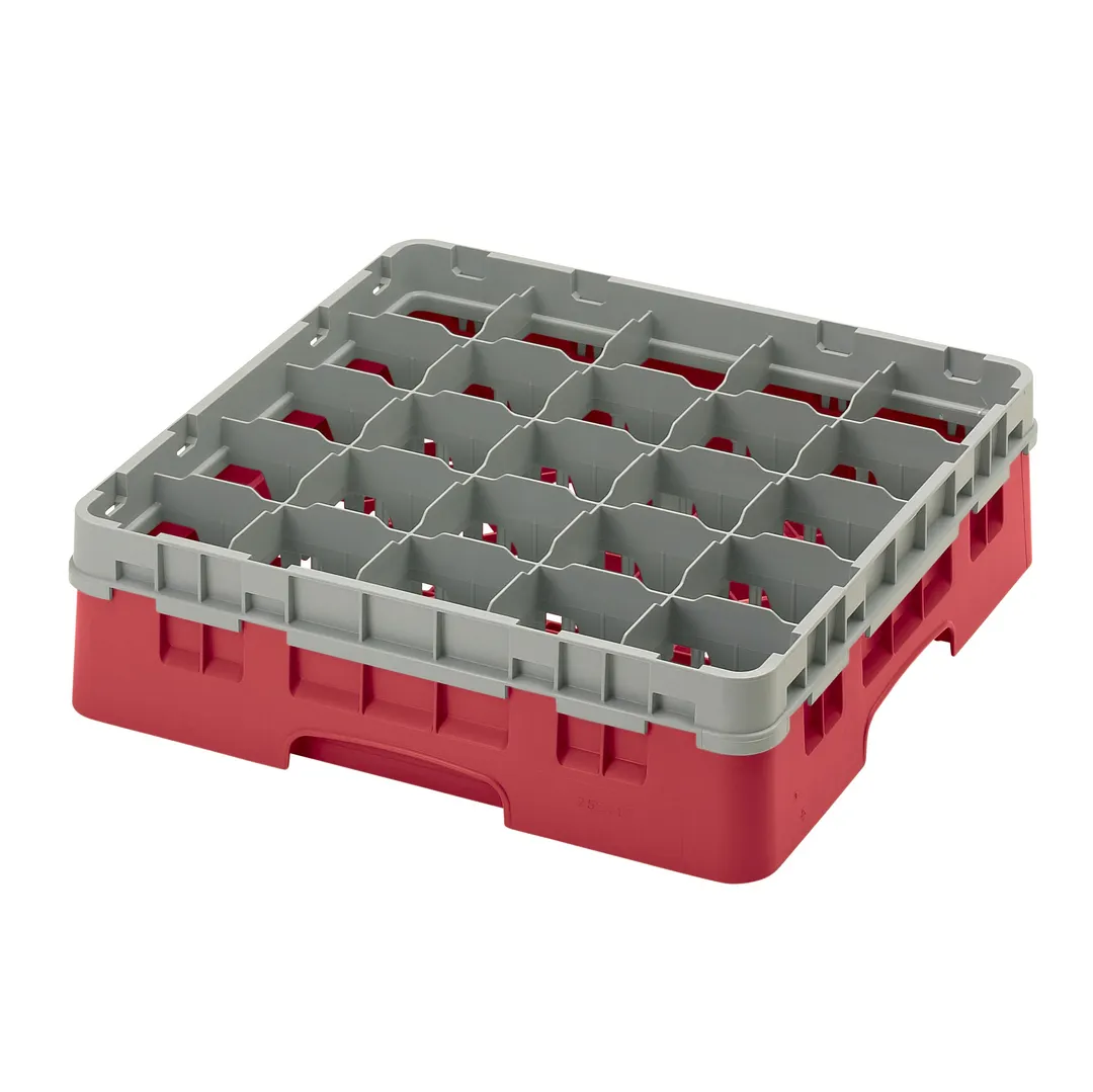 Cambro 25S418163 Camrack Glass Rack, Red, Full Size, 19-3/4 x 19-3/4, 25 Compartments