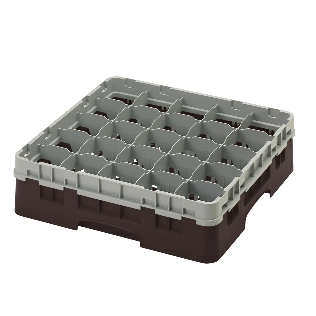 Cambro 25S418167 Camrack Glass Rack, Brown, Full Size, 19-3/4 x 19-3/4, 25 Compartments