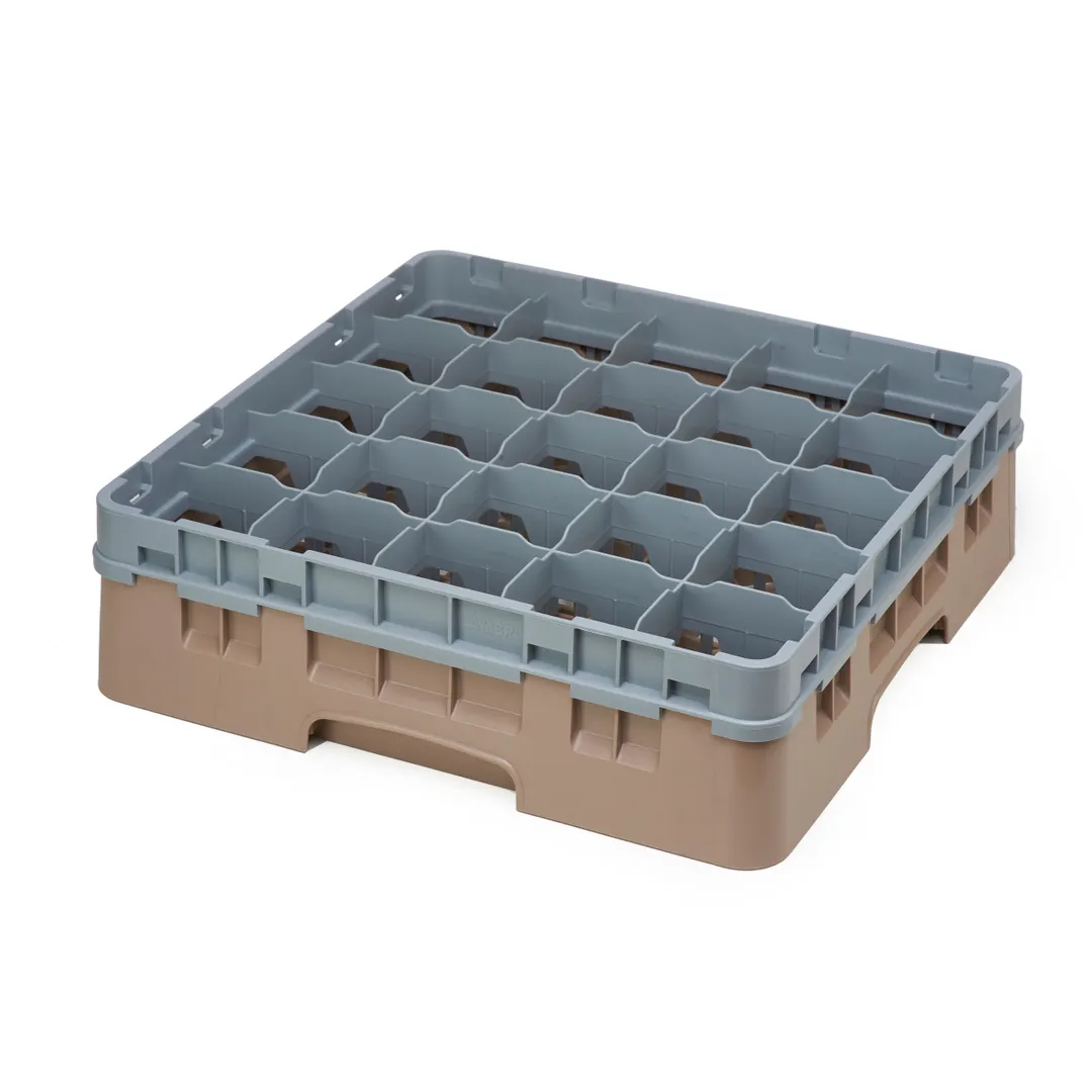 Cambro 25S418184 Camrack Glass Rack, Full Size, Beige, 19-3/4 x 19-3/4, 25 Compartments