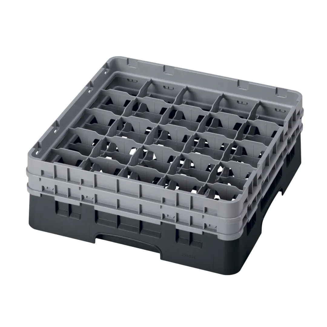 Cambro 25S434110 Camrack Glass Rack, Black, Full Size, 19-3/4 x 19-3/4, 25 Compartments, 3-7/16 Max Dia, 5-1/4 Max Height
