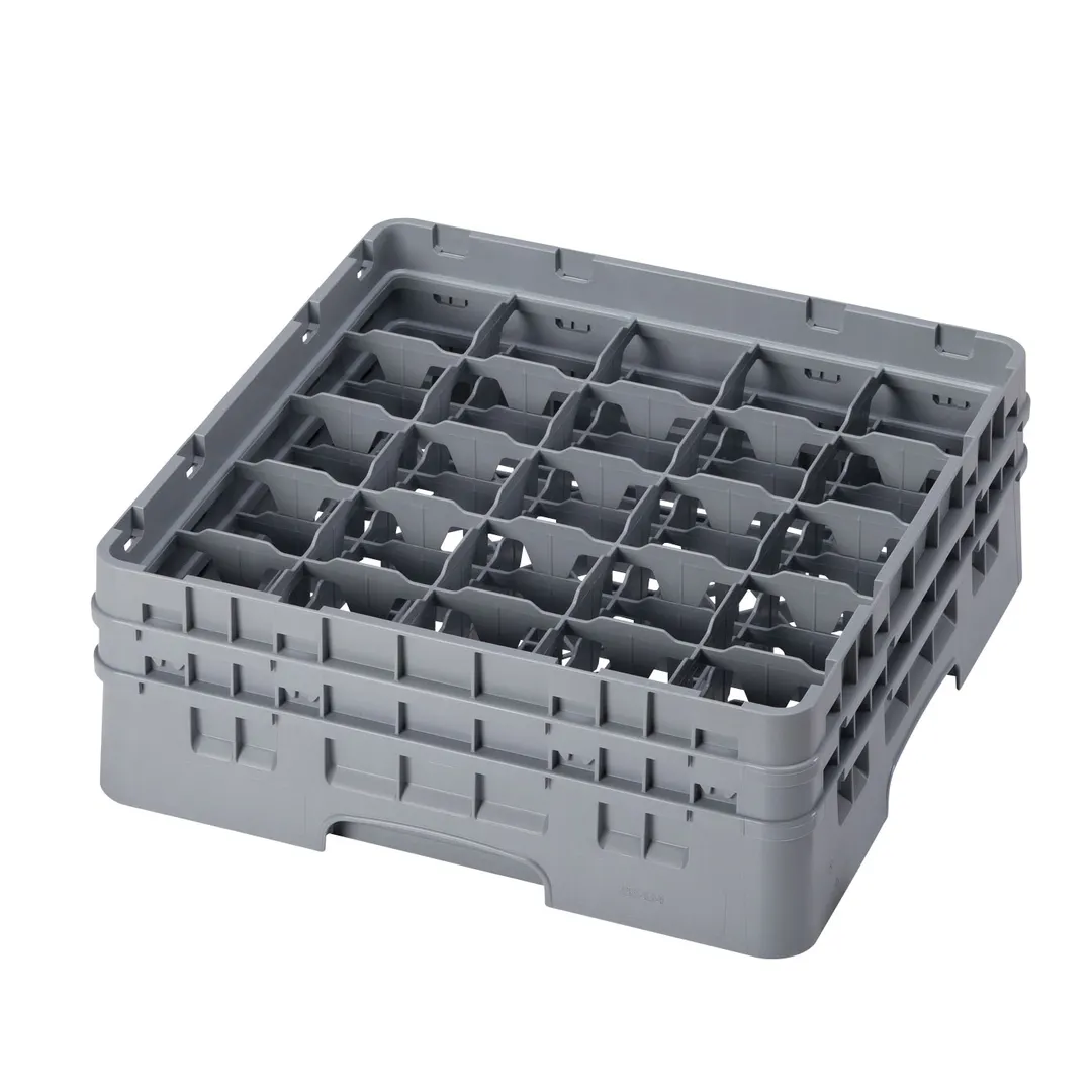 Cambro 25S434151 Camrack Glass Rack, Soft Gray, Full Size, 19-3/4 x 19-3/4, 25 Compartments, 3-7/16 Max Dia, 5-1/4 Max Height