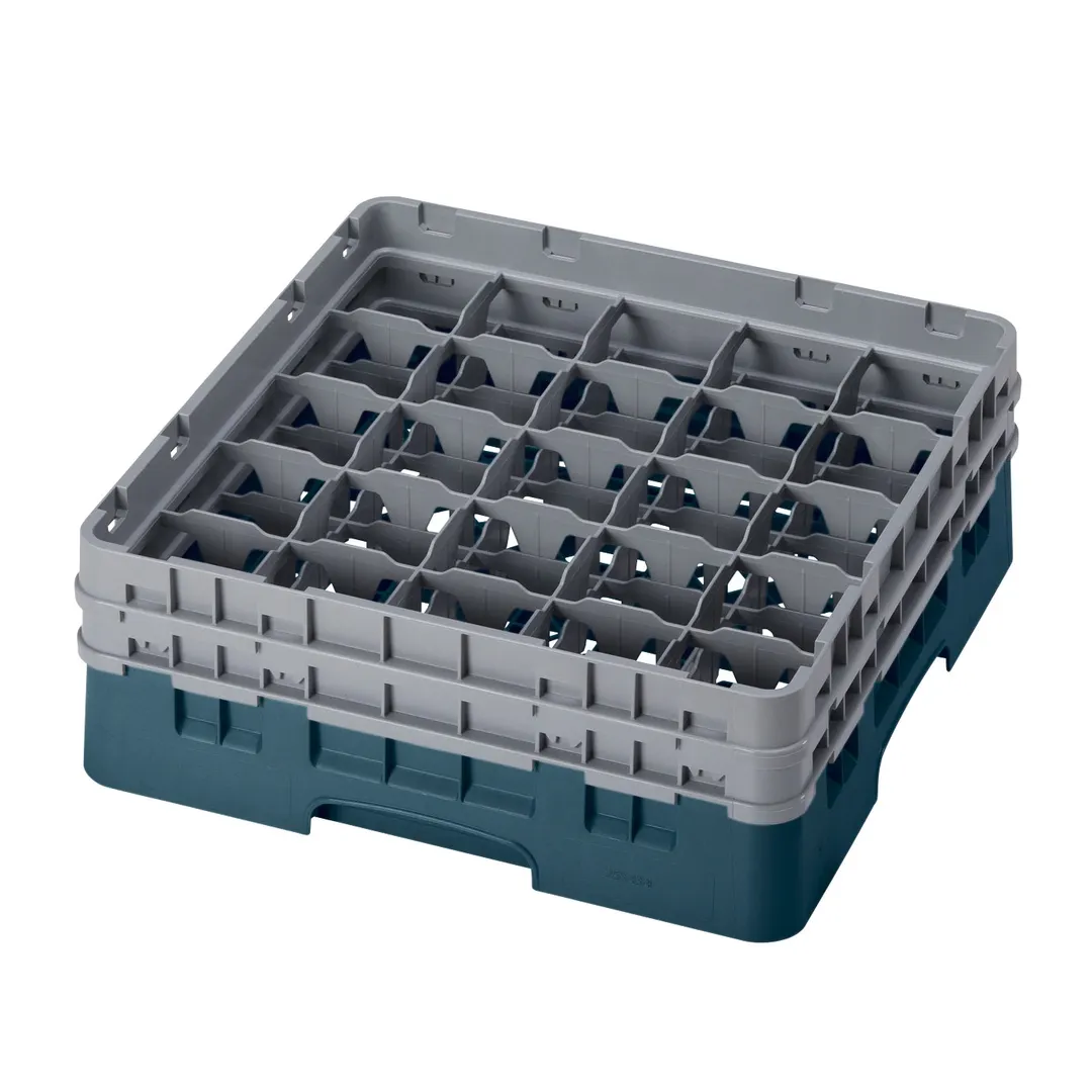 Cambro 25S434414 Camrack Glass Rack, Teal, Full Size, 19-3/4 x 19-3/4, 25 Compartments, 3-7/16 Max Dia, 5-1/4 Max Height