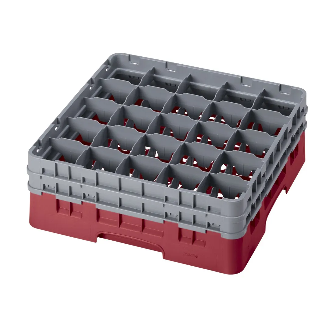 Cambro 25S434416 Camrack Glass Rack, Full Size, 19-3/4" x 19-3/4", 25 Compartments, Cranberry Red, HACCP Compliant