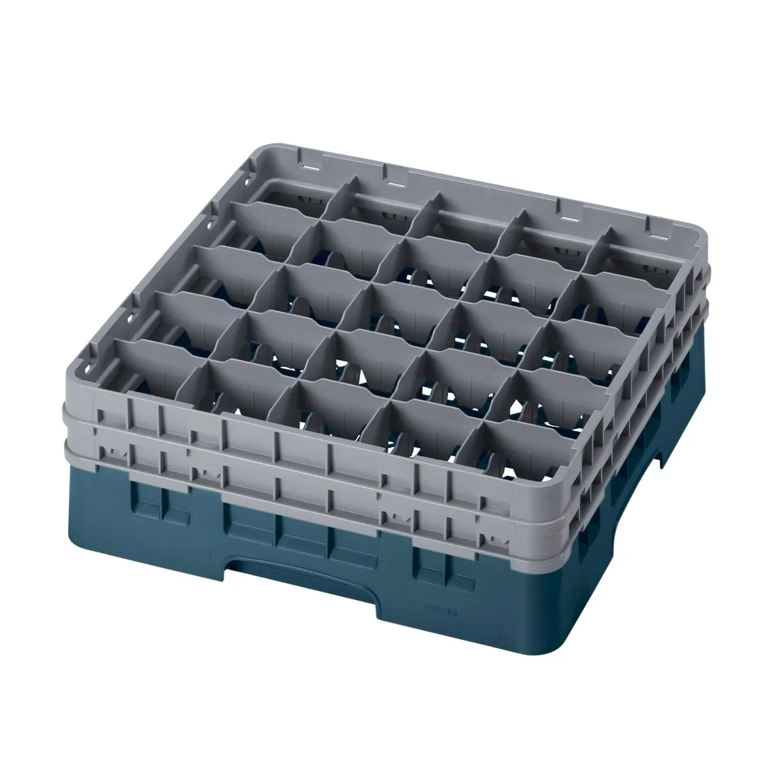 Cambro 25S534414 Camrack Glass Rack, Teal, Full Size, 19-3/4"x19-3/4", 25 Compartments, 3-7/16" Max Dia, 6-1/8" Max Height