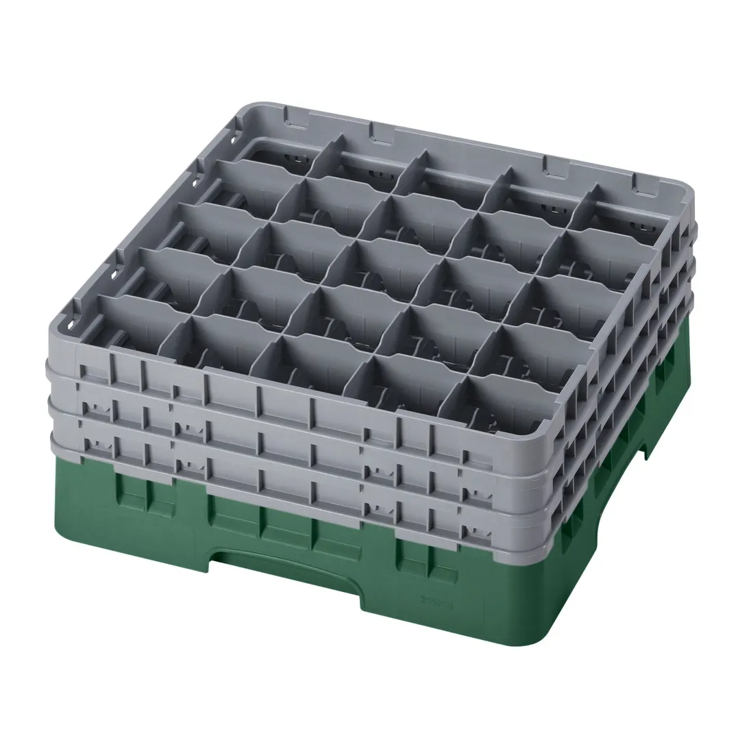 Cambro 25S738119 Camrack Glass Rack, Sherwood Green, Full Size, 19-3/4" x 19-3/4", 25 Compartments