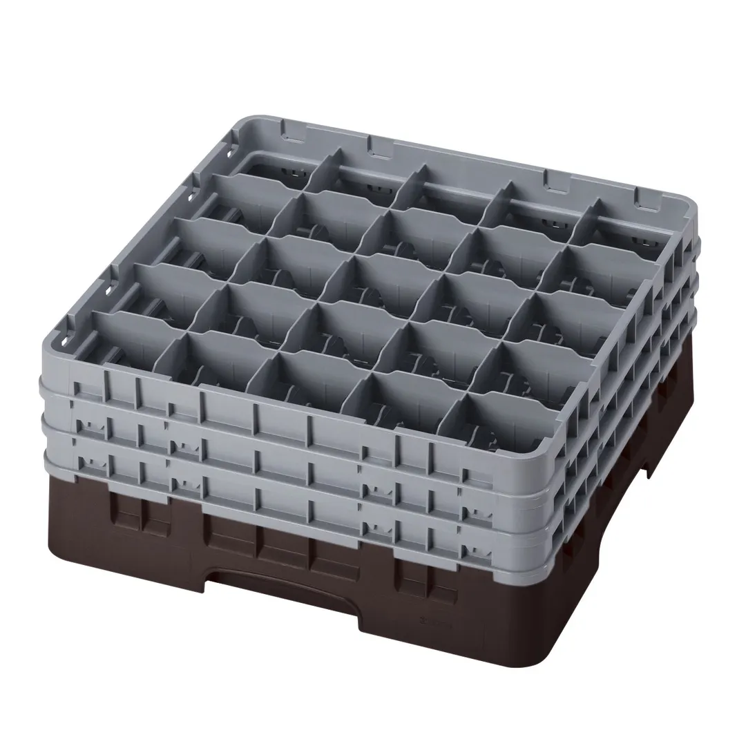Cambro 25S738167 Camrack Glass Rack, Full Size, Brown, 19-3/4 x 19-3/4, 25 Compartments