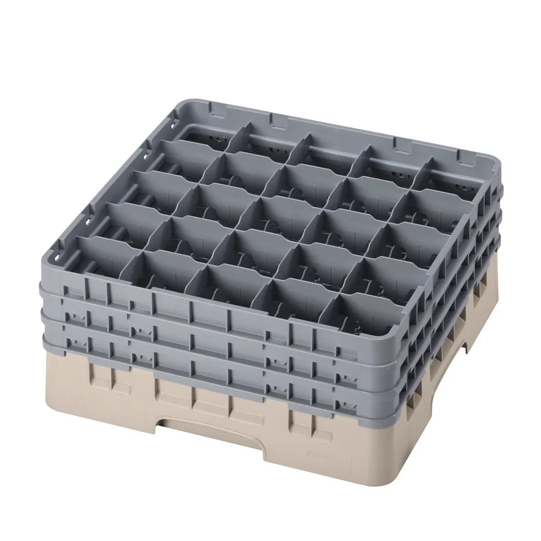 Cambro 25S738184 Camrack Glass Rack, Full Size, Beige, 19-3/4 x 19-3/4, 25 Compartments