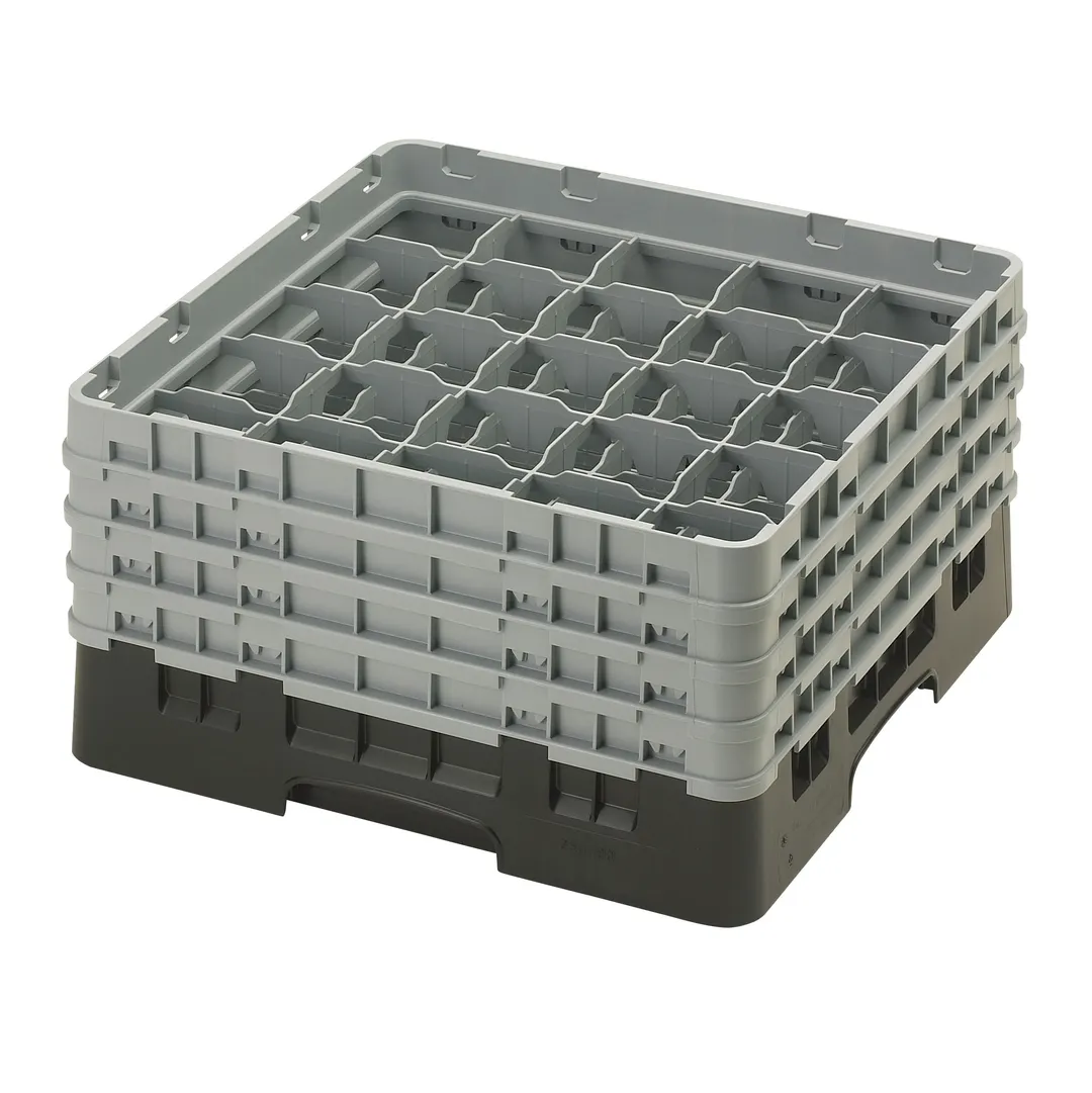 Cambro 25S800110 Camrack Glass Rack, Full Size, Black, 19-3/4 x 19-3/4, 25 Compartments