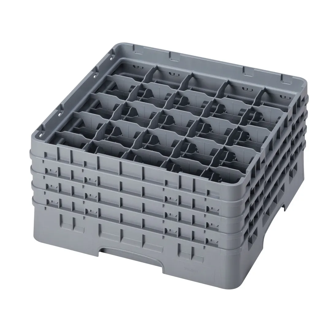 Cambro 25S800151 Camrack Glass Rack, Full Size, Soft Gray, 19-3/4 x 19-3/4, 25 Compartments, 3-7/16 Max Dia, 8-1/2 Max Height