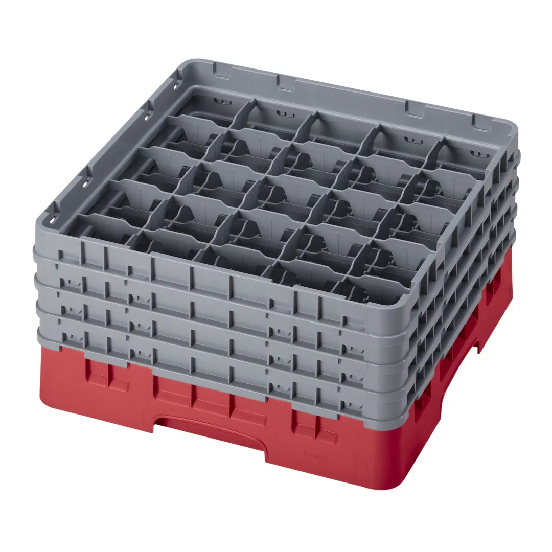 Cambro 25S800163 Camrack Glass Rack, Red, Full Size, 19-3/4 x 19-3/4, 25 Compartments