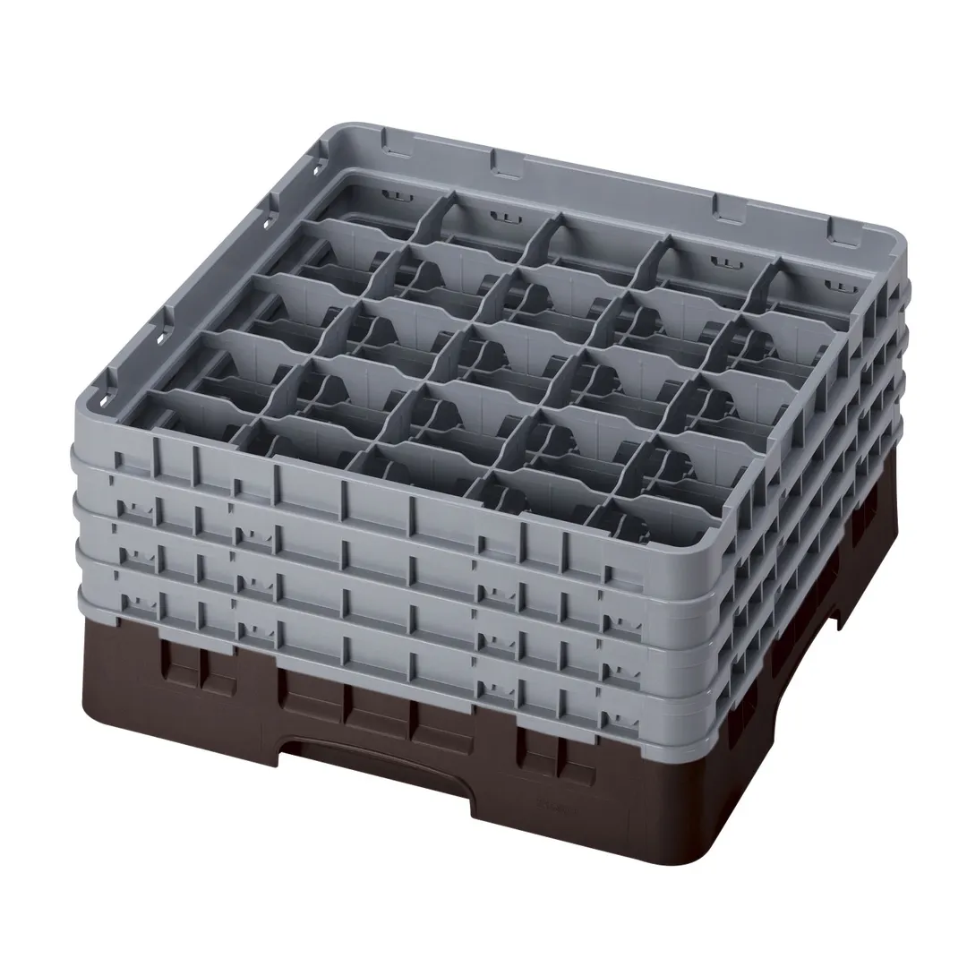Cambro 25S800167 Camrack Glass Rack, Full Size, Brown, 19-3/4 x 19-3/4, 25 Compartments