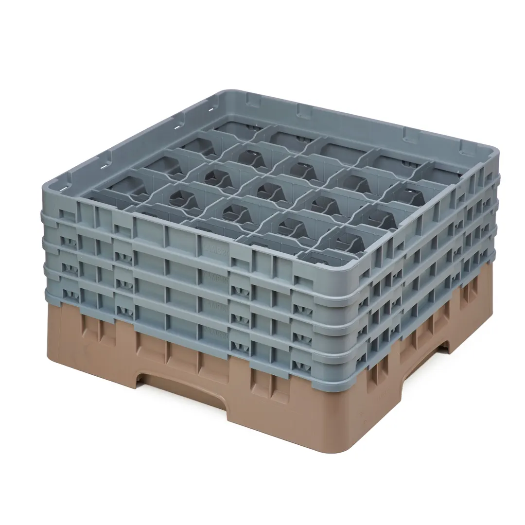 Cambro 25S800184 Camrack Glass Rack, Full Size, Beige, 19-3/4 x 19-3/4, 25 Compartments