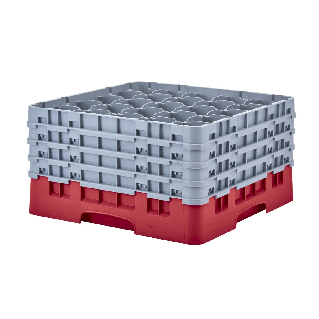 Cambro 25S900163 Camrack Glass Rack, Red, Full Size, 19-3/4 x 19-3/4, 25 Compartments