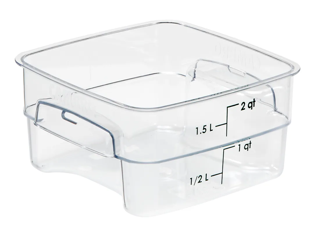 Cambro 2SFSPROCW135 CamSquare 2‑Quart Square Container, PC, Dishwasher Safe, NSF