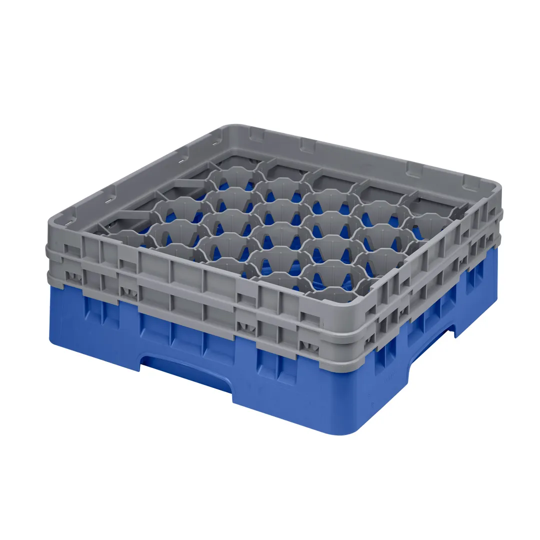 Cambro 30S434168 Camrack Glass Rack, Full Size, 19-3/4 x 19-3/4, Blue, 30 Compartments, 3-1/8 Max Dia, 5-1/4 Max Height