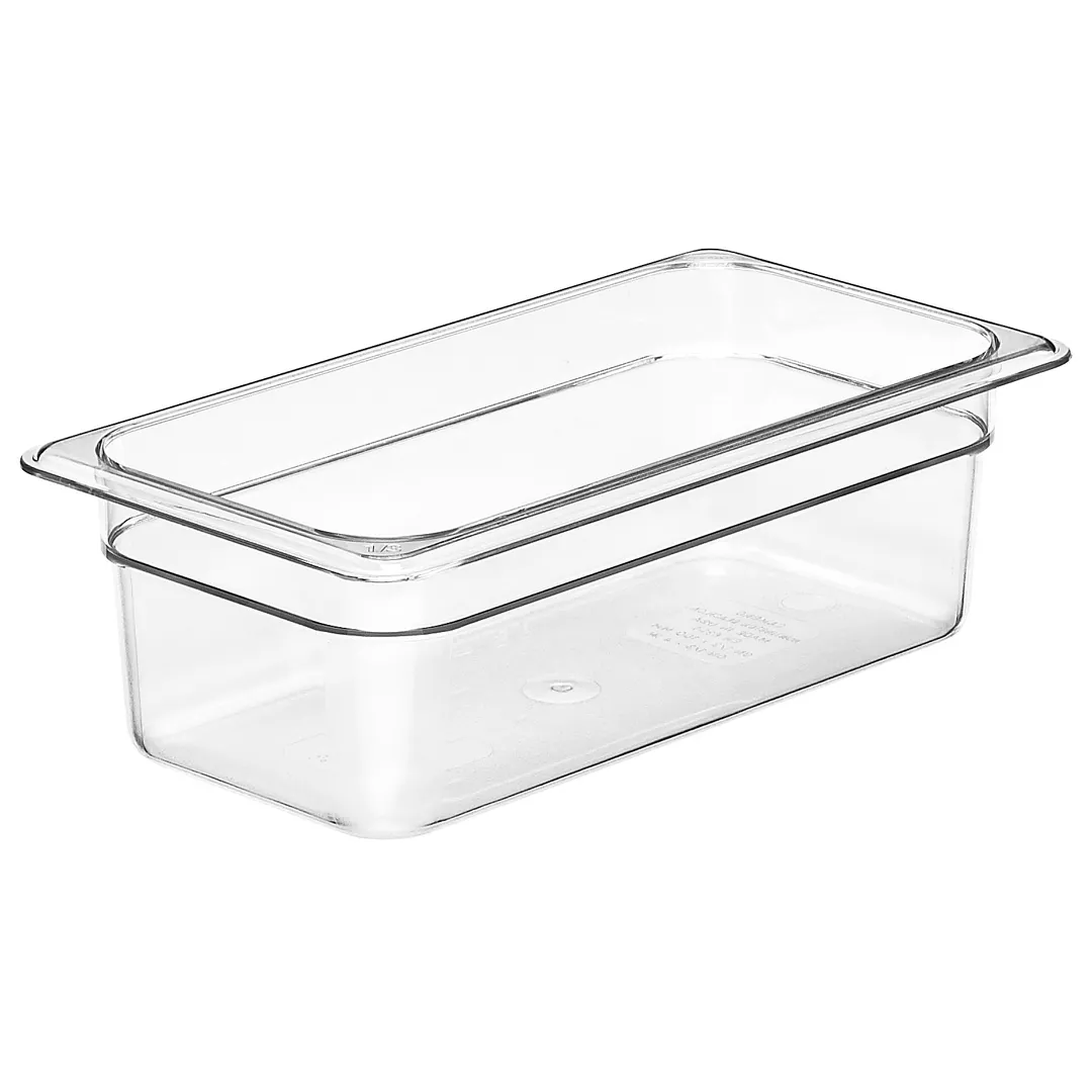 Cambro 34CW135 Camwear Pan - 3.8 Qt Capacity, 4" Deep, 1/3 Size, Clear Polycarbonate, NSF