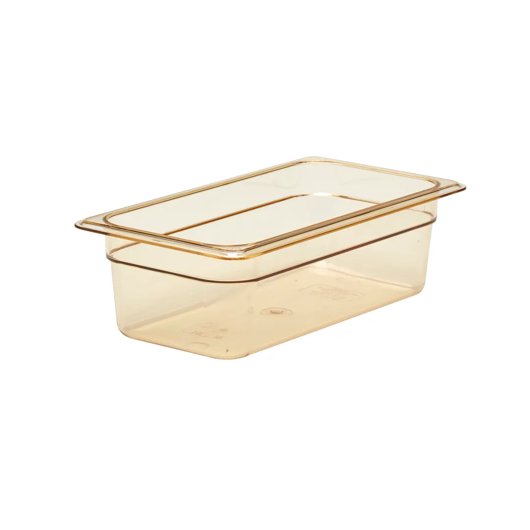 Cambro 34HP150 H‑Pan 1/3 Size Hot Food Pan, 4" Deep Amber Plastic, Non‑Stick, -40°F to 375°F, NSF