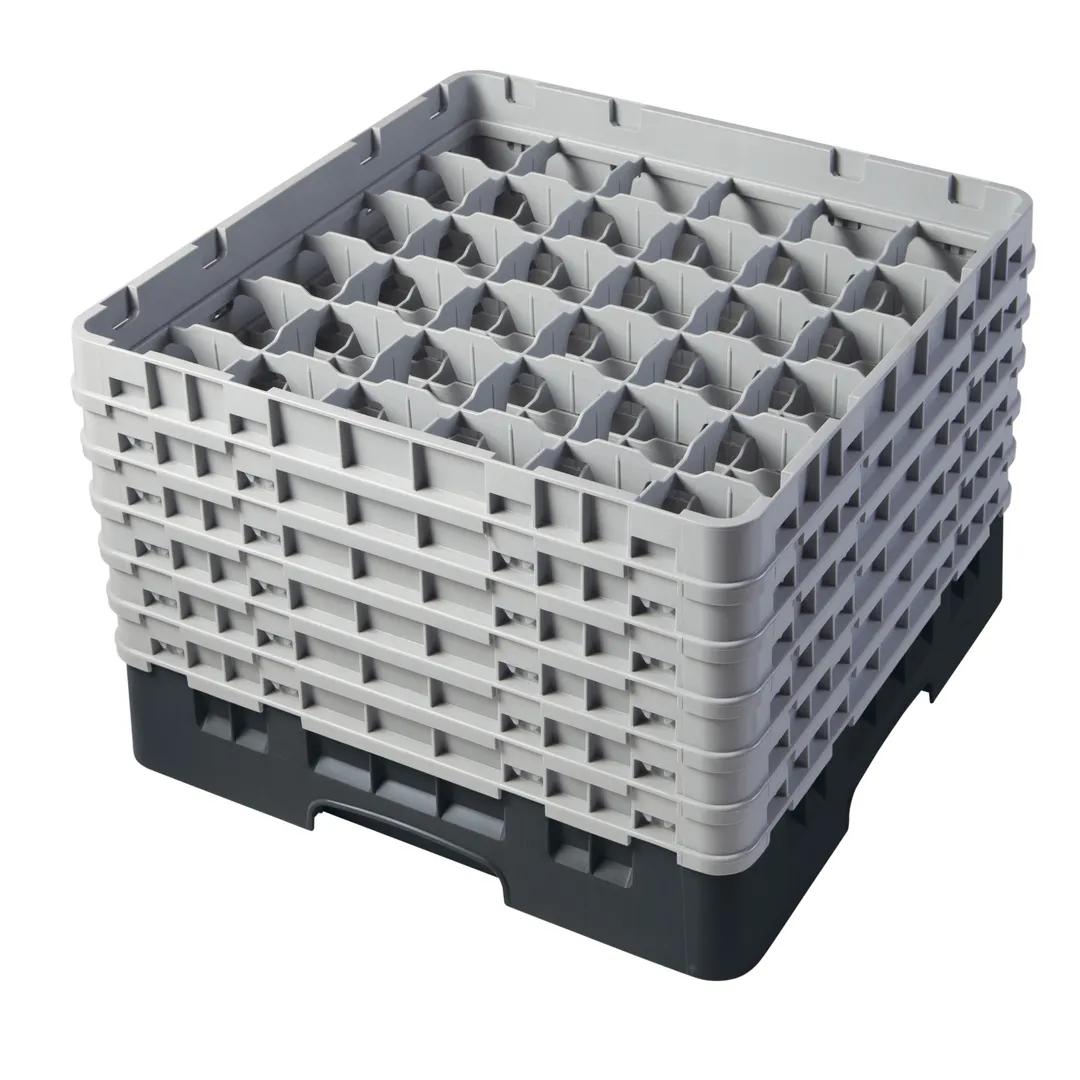 Cambro 36S1114110 Camrack Glass Rack, Full Size, 19-3/4 x 19-3/4, 36 Compartments, Black, HACCP Compliant