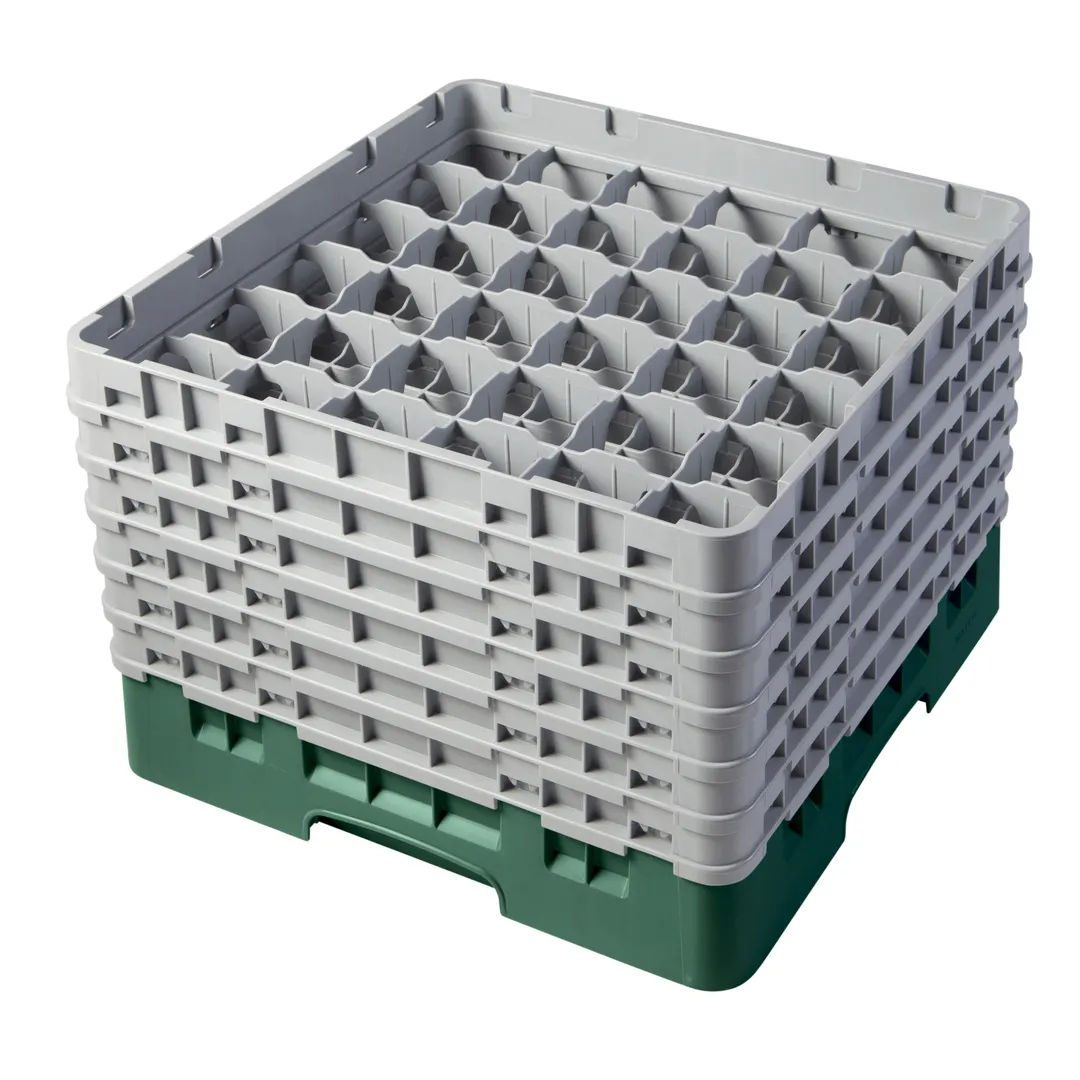 Cambro 36S1114119 Camrack Glass Rack, Sherwood Green, Full Size, 36 Compartments, 2-7/8" Max Dia, 11-3/4" Max Height