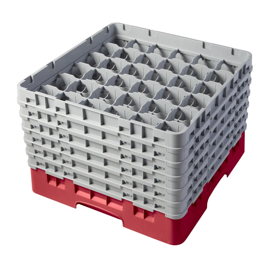 Cambro 36S1114163 Camrack Glass Rack, Red, Full Size, 36 Compartments, 2-7/8" Max Dia, 11-3/4" Max Height