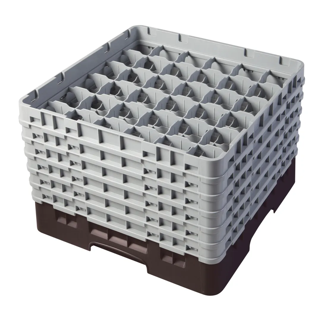 Cambro 36S1114167 Camrack Glass Rack, Full Size, 19-3/4 x 19-3/4, 36 Compartments, Brown, HACCP Compliant