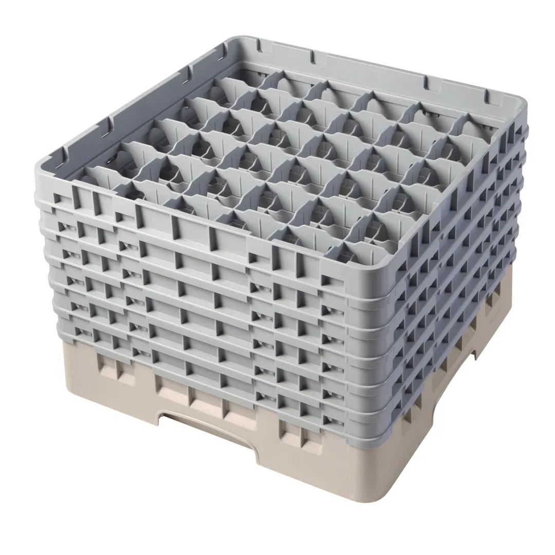 Cambro 36S1114184 Camrack Glass Rack, Full Size, 19-3/4 x 19-3/4, 36 Compartments, Beige, HACCP Compliant
