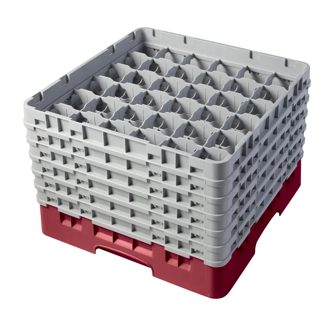 Cambro 36S1114416 Camrack Glass Rack, Full Size, 19-3/4 x 19-3/4, 36 Compartments, Cranberry Red, HACCP Compliant