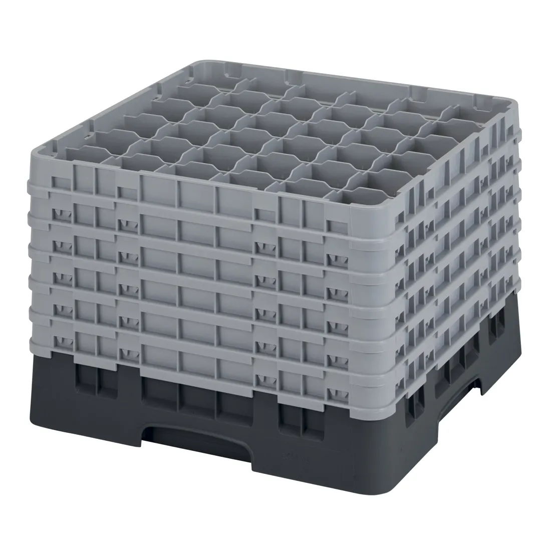 Cambro 36S1214110 Camrack Glass Rack, Full Size, Black, 19-3/4 x 19-3/4, 36 Compartments, 2-7/8 Max Dia, HACCP