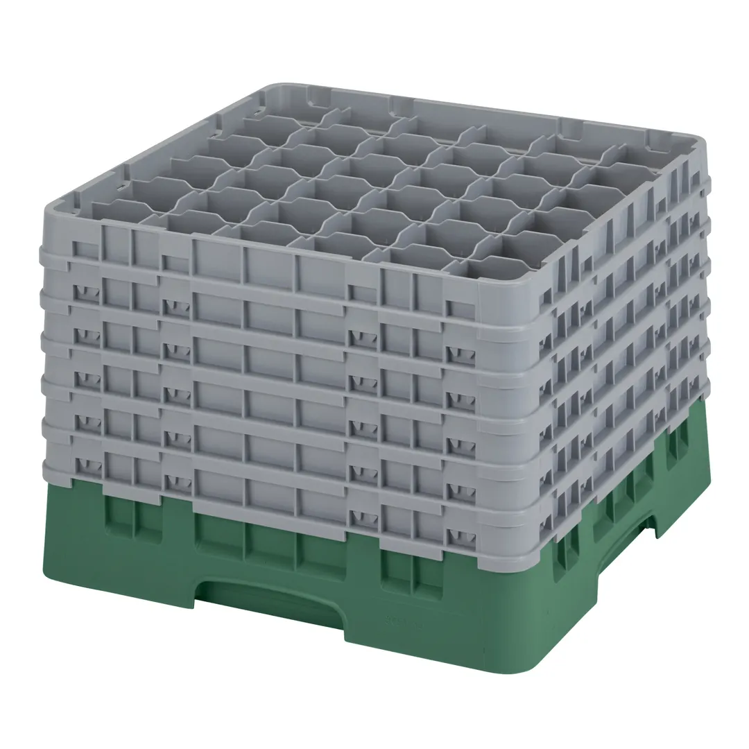 Cambro 36S1214119 Camrack Glass Rack, Sherwood Green, Full Size, 36 Compartments, 2-7/8" Max Dia, 12-5/8" Max Height