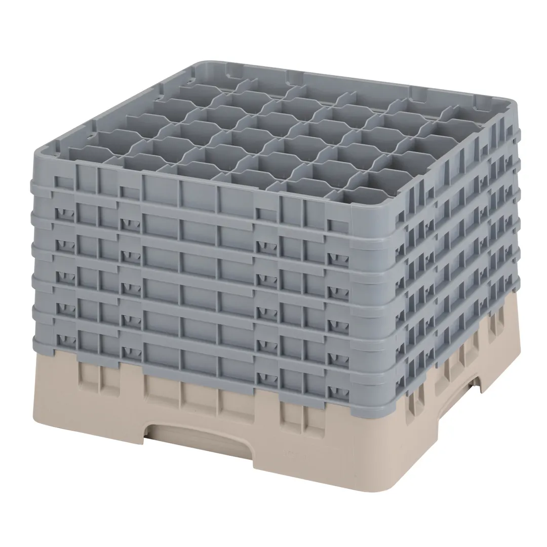 Cambro 36S1214184 Camrack Glass Rack, Full Size, Beige, 36 Compartments, 2-7/8" Max Dia, 12-5/8" Max Height