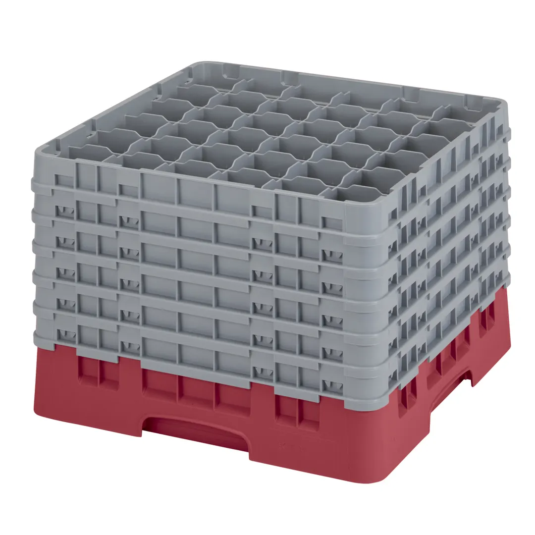 Cambro 36S1214416 Camrack Glass Rack, Full Size, Cranberry Red, 36 Compartments, 2-7/8" Max Dia, 12-5/8" Max Height