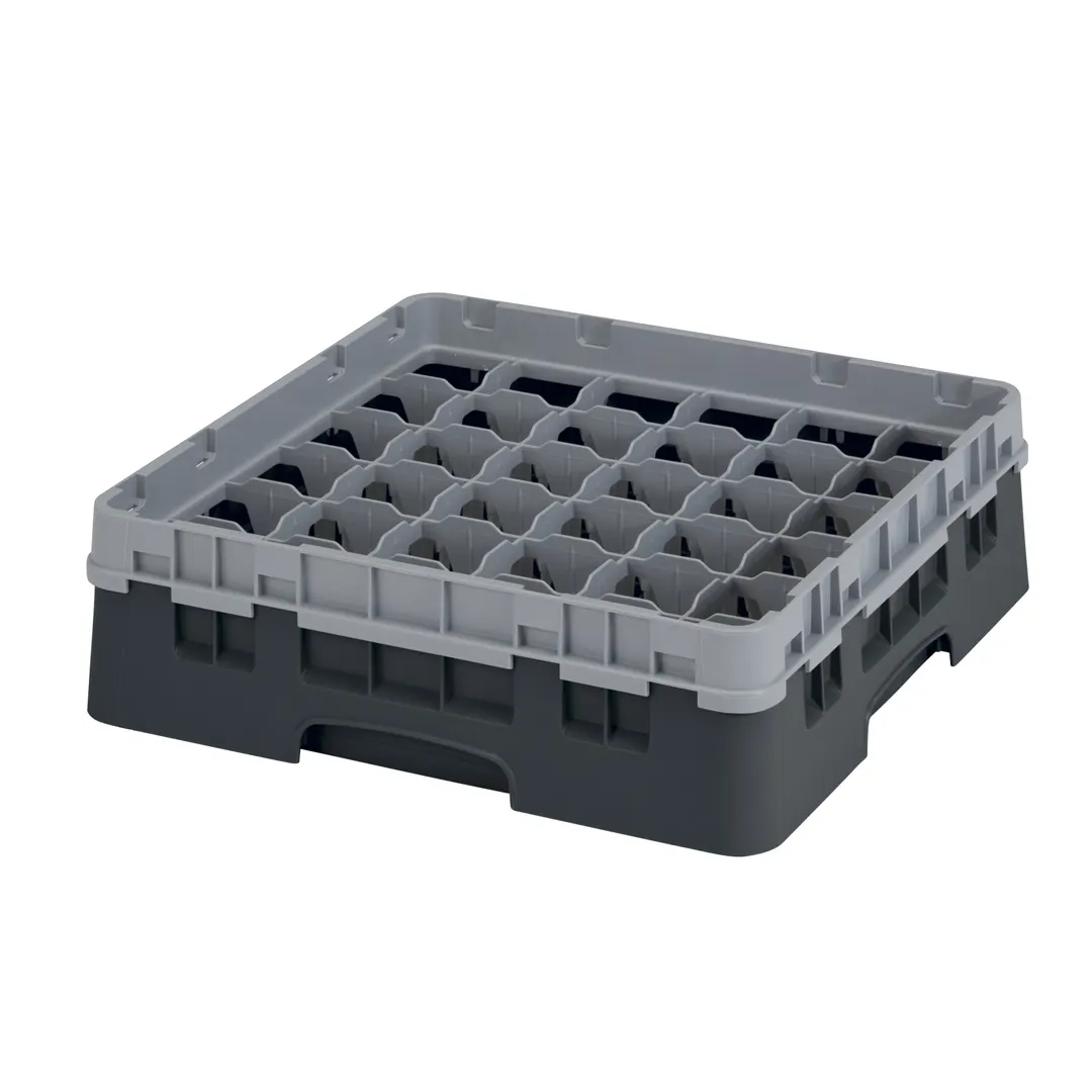 Cambro 36S318110 Camrack Glass Rack, Black, Full Size, 19-3/4 x 19-3/4, 36 Compartments, 2-7/8 Max Dia, HACCP