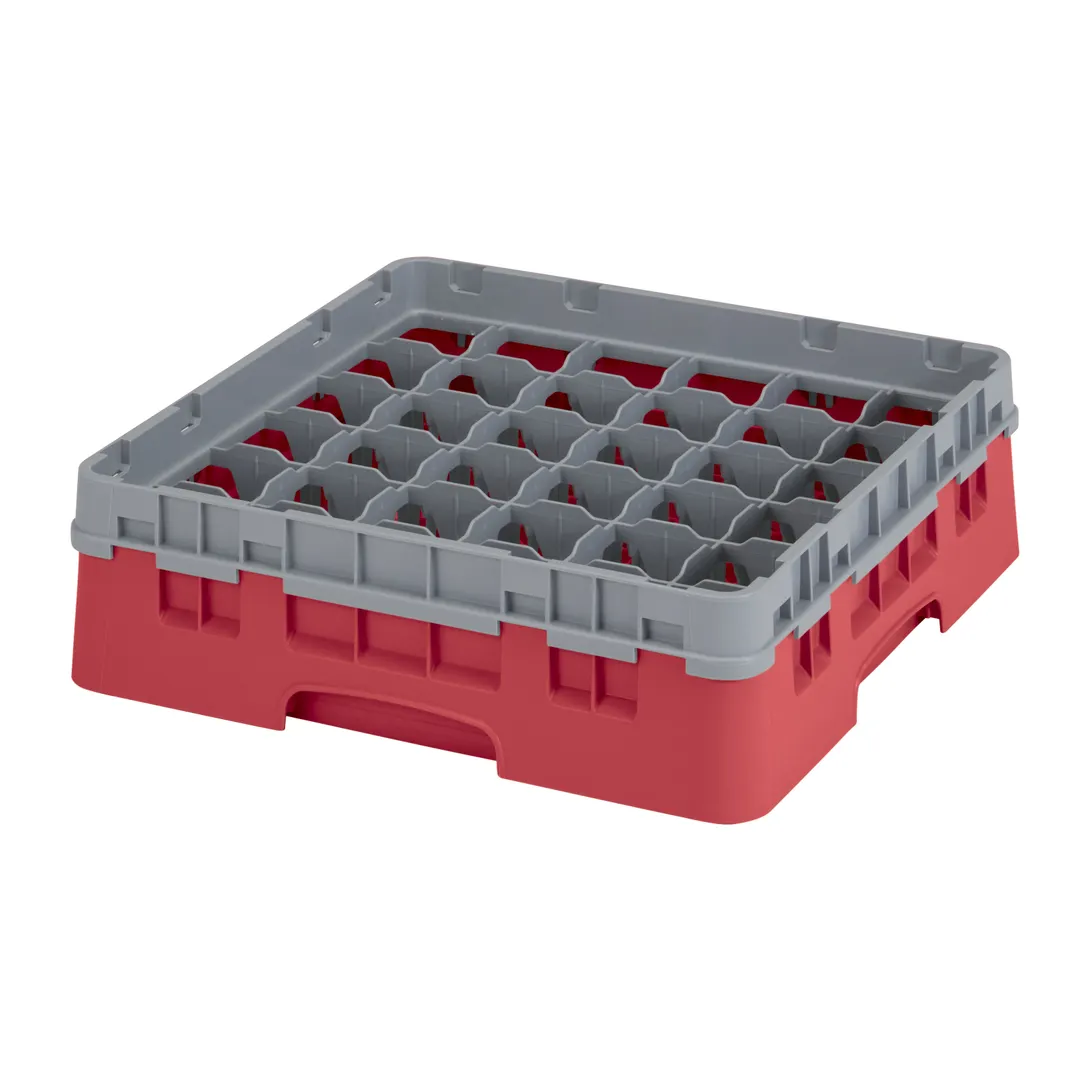 Cambro 36S318163 Camrack Glass Rack, Red, Full Size, 19-3/4 x 19-3/4, 36 Compartments, 2-7/8 Max Dia, HACCP