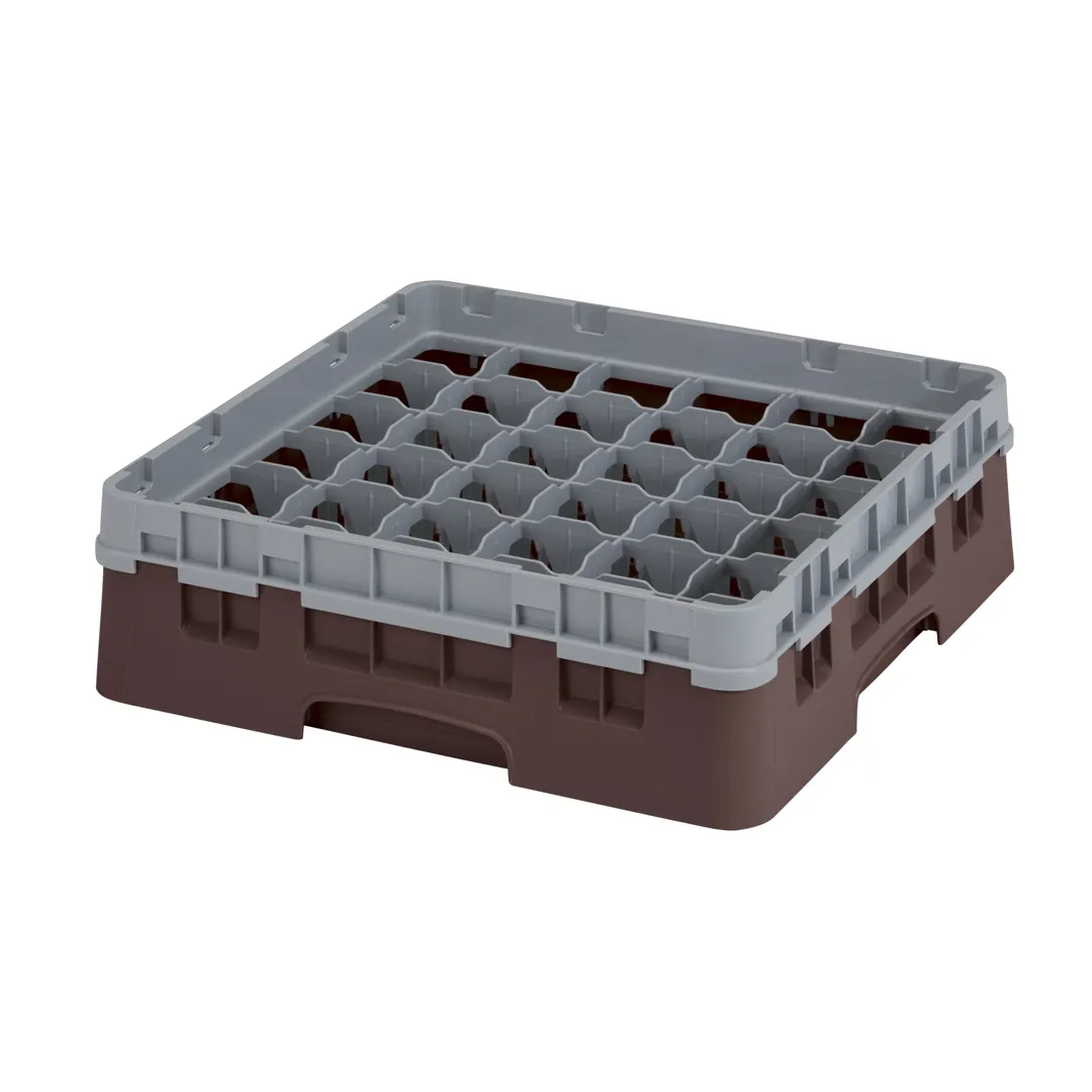 Cambro 36S318167 Camrack Glass Rack, Brown, Full Size, 19-3/4 x 19-3/4, 36 Compartments, 2-7/8 Max Dia, HACCP