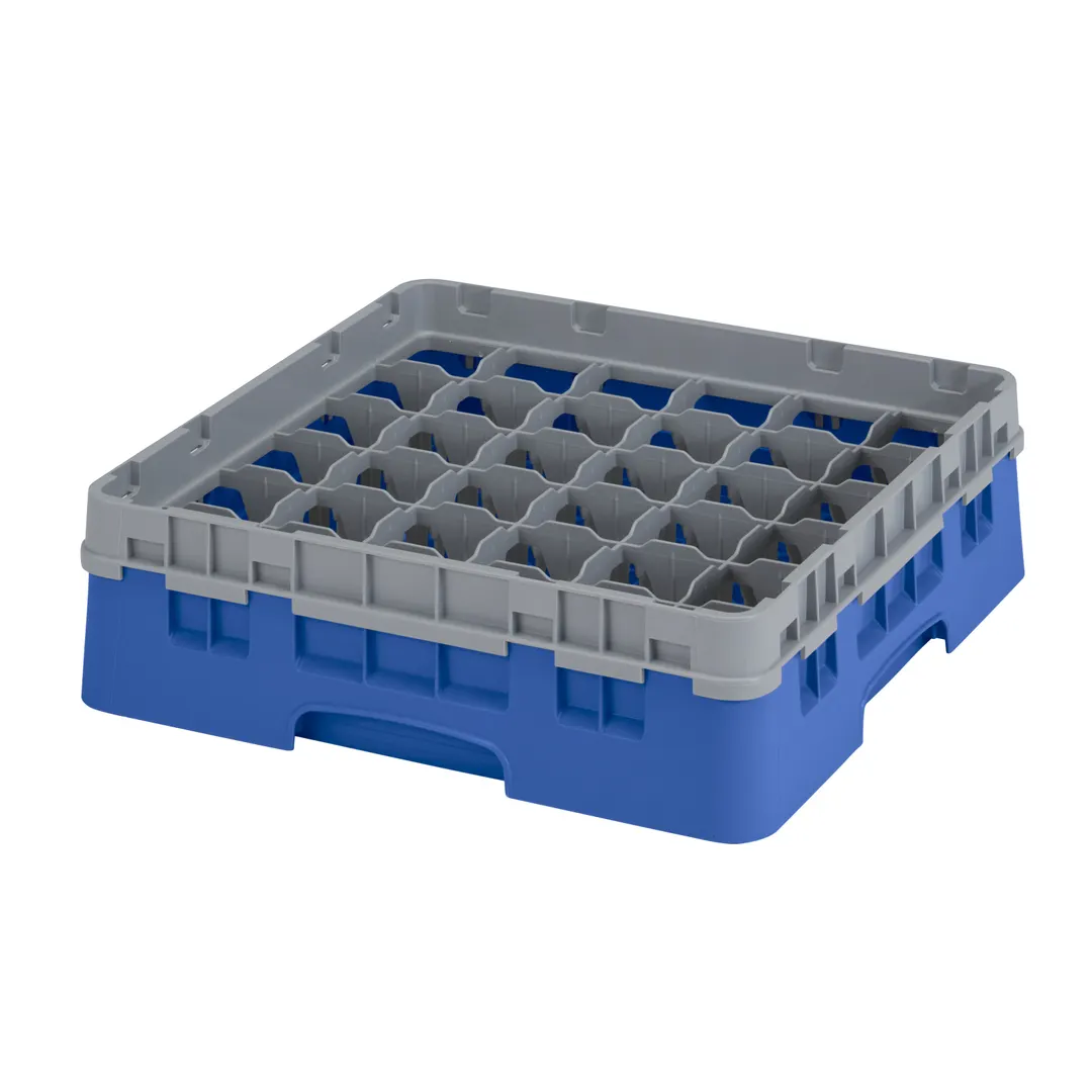 Cambro 36S318168 Camrack Glass Rack, Full Size, 19-3/4" x 19-3/4", Blue, 36 Compartments, 2-7/8" Max Dia, HACCP