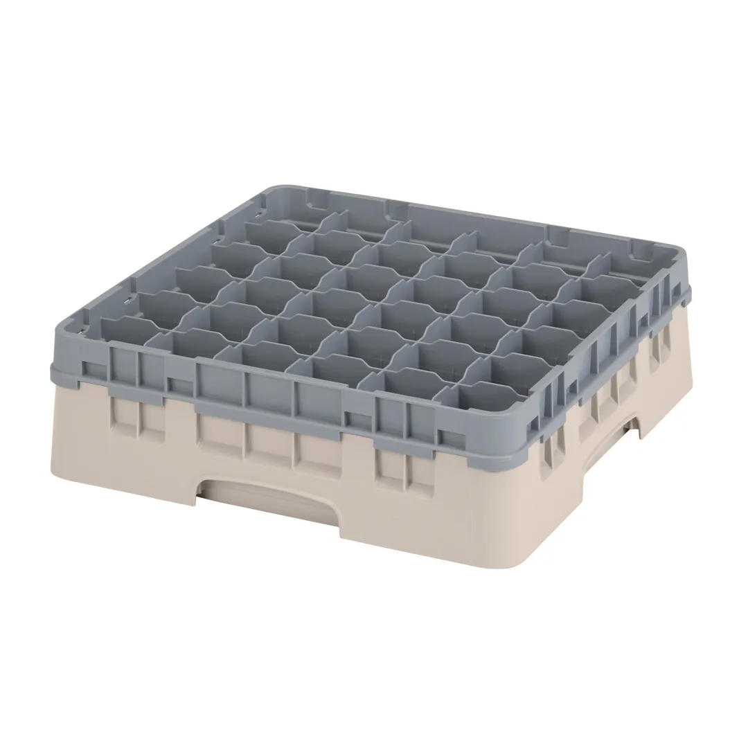 Cambro 36S418184 Camrack Glass Rack, Full Size, Beige, 19-3/4 x 19-3/4, 36 Compartments, 2-7/8 Max Dia