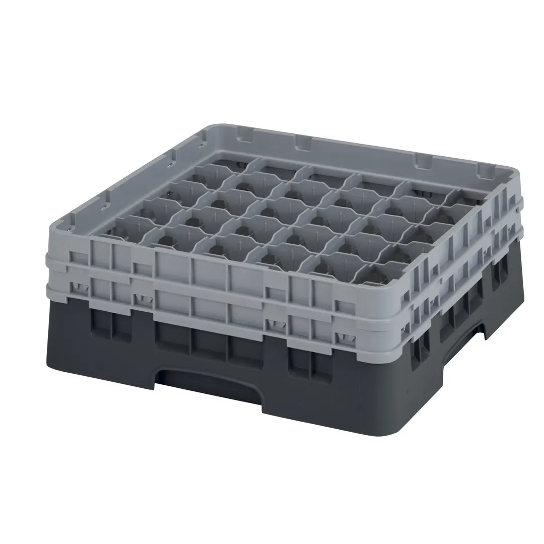 Cambro 36S434110 Camrack Glass Rack, Full Size, Black, 19-3/4 x 19-3/4, 36 Compartments, 2-7/8 Max Dia, 5-1/4 Max Height
