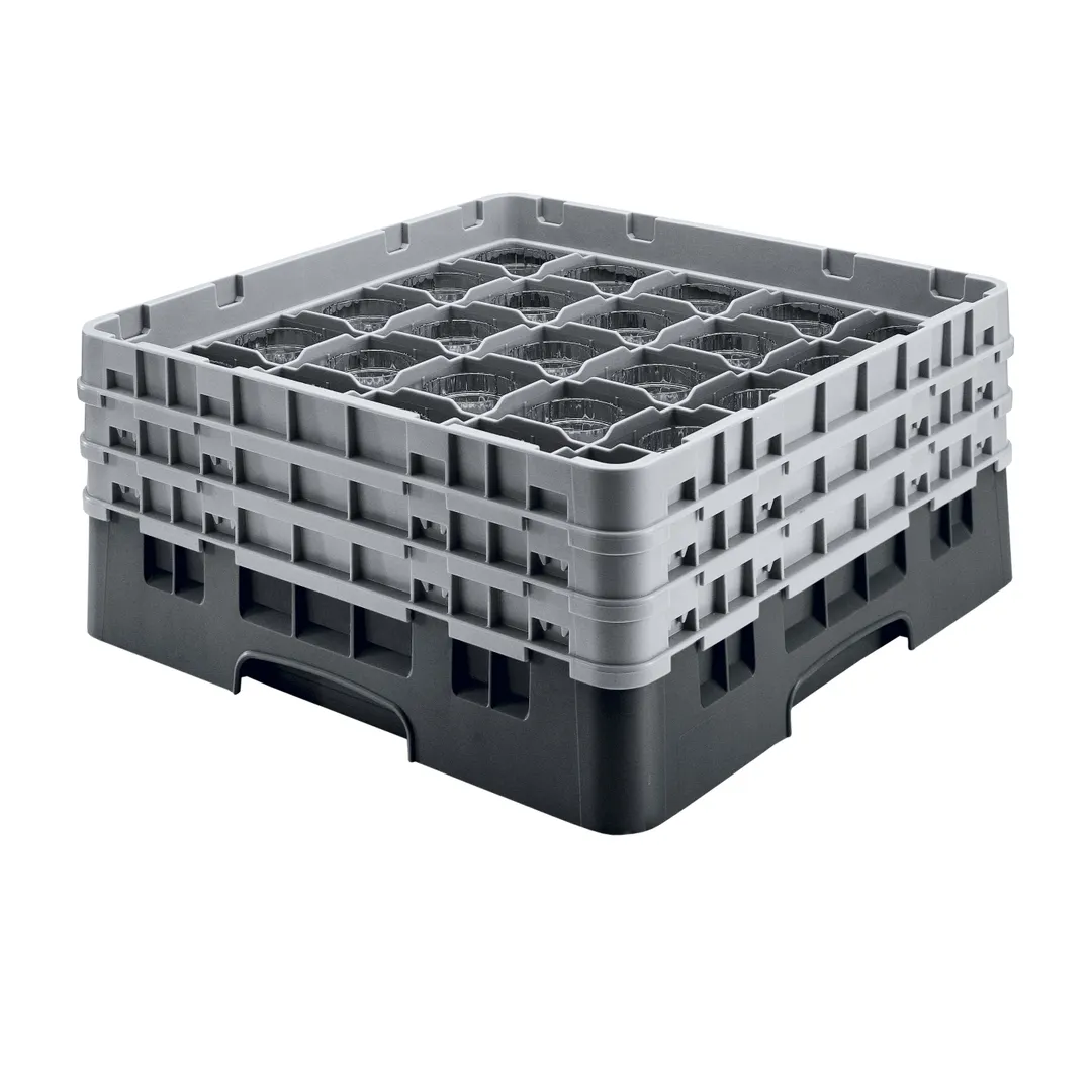 Cambro 36S534110 Camrack Glass Rack, Full Size, Black, 19-3/4 x 19-3/4, 36 Compartments, 2-7/8 Max Dia, 6-1/8 Max Height