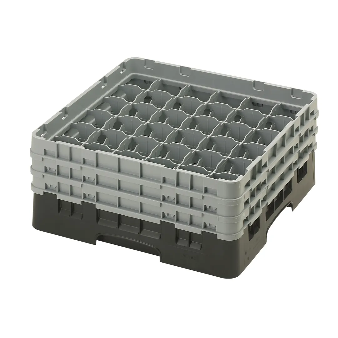 Cambro 36S638110 Camrack Glass Rack, Black, Full Size, 19-3/4" x 19-3/4", 36 Compartments, 2-7/8" Max Dia