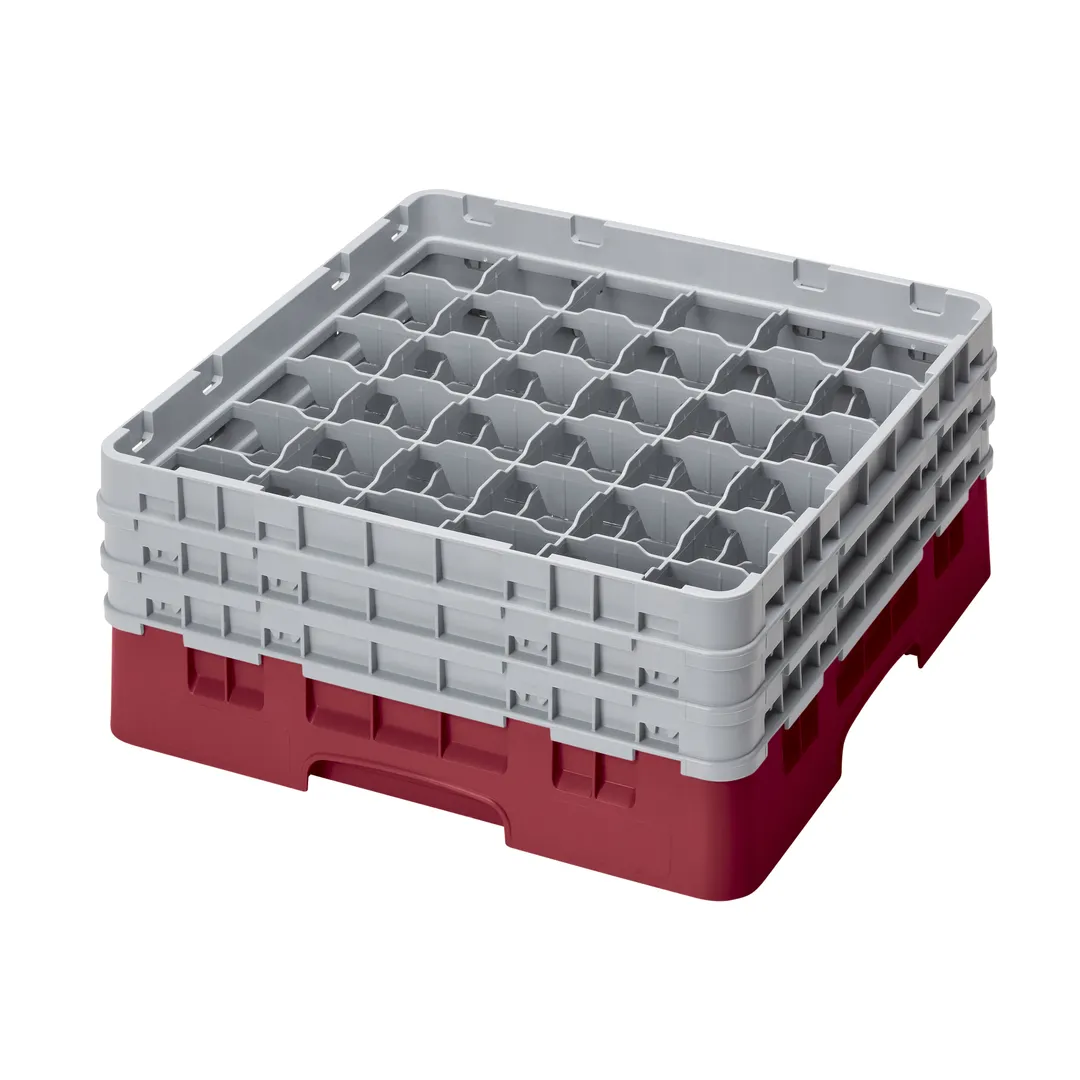 Cambro 36S638416 Camrack Glass Rack, Full Size, 19-3/4 x 19-3/4, 36 Compartments, Cranberry Red, HACCP Compliant