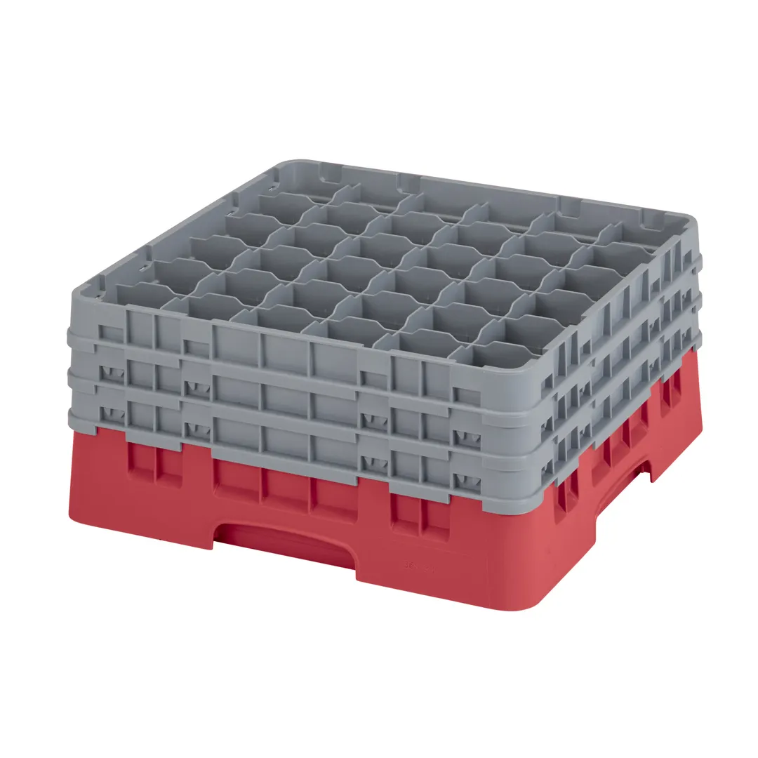 Cambro 36S738163 Camrack Glass Rack, Red, Full Size, 19-3/4 x 19-3/4, 36 Compartments