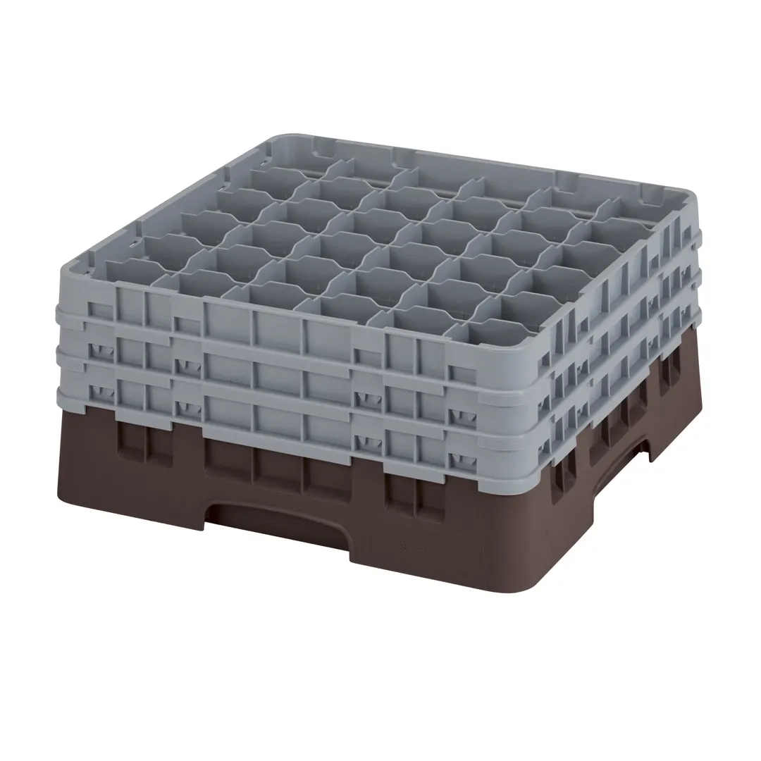 Cambro 36S738167 Camrack Glass Rack, Full Size, Brown, 19-3/4 x 19-3/4, 36 Compartments, 2-7/8 Max Dia, HACCP