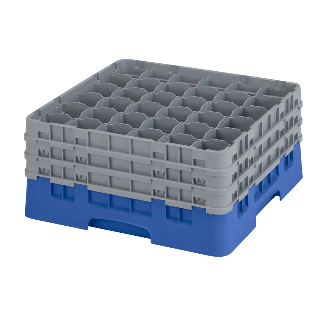 Cambro 36S738168 Camrack Glass Rack, Full Size, Blue, 19-3/4 x 19-3/4, 36 Compartments, 2-7/8 Max Dia, 7-3/4 Max Height