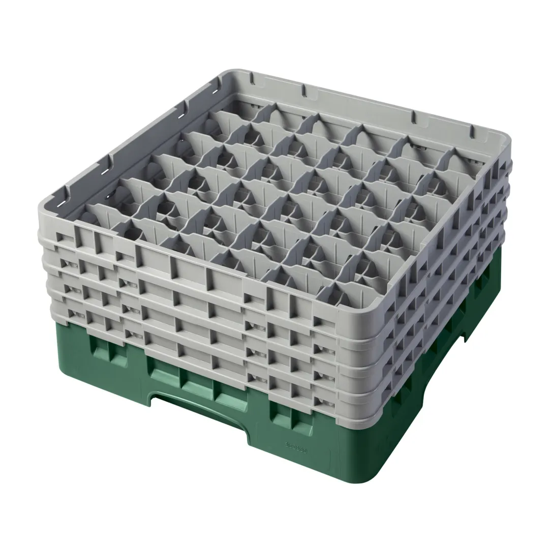 Cambro 36S800119 Camrack Glass Rack, Sherwood Green, Full Size, 19-3/4" x 19-3/4", 36 Compartments, 2-7/8" Max Dia, 8-1/2" Max Height